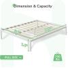 imageNovilla Full Size Bed Frame with Headboard Metal Platform Bed Frame Heavy Duty No Box Spring Needed Wood Slat Support Easy Assembly WhiteWhite
