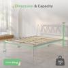 imageNovilla Full Size Bed Frame with Headboard Metal Platform Bed Frame Heavy Duty No Box Spring Needed Wood Slat Support Easy Assembly WhiteWhite