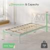imageNovilla Full Size Bed Frame with Headboard Metal Platform Bed Frame Heavy Duty No Box Spring Needed Wood Slat Support Easy Assembly WhiteWhite
