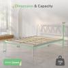 imageNovilla Full Size Bed Frame with Headboard Metal Platform Bed Frame Heavy Duty No Box Spring Needed Wood Slat Support Easy Assembly WhiteWhite
