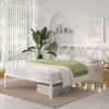 imageNovilla Full Size Bed Frame with Headboard Metal Platform Bed Frame Heavy Duty No Box Spring Needed Wood Slat Support Easy Assembly WhiteWhite