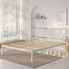 imageNovilla Full Size Bed Frame with Headboard Metal Platform Bed Frame Heavy Duty No Box Spring Needed Wood Slat Support Easy Assembly WhiteWhite
