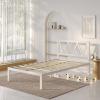 imageNovilla Full Size Bed Frame with Headboard Metal Platform Bed Frame Heavy Duty No Box Spring Needed Wood Slat Support Easy Assembly WhiteWhite