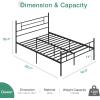 imageNovilla Full Size Bed Frame with Headboard and Footboard 14 Inch Metal Platform Bed Frame Under Bed Storage Strong Metal Slats Support Mattress Foundation No Box Spring NeededDark Black