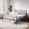 imageNovilla Full Size Bed Frame with Headboard and Footboard 14 Inch Metal Platform Bed Frame Under Bed Storage Strong Metal Slats Support Mattress Foundation No Box Spring NeededDark Black