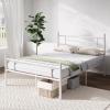imageNovilla Full Size Bed Frame with Headboard and Footboard 14 Inch Metal Platform Bed Frame Under Bed Storage Strong Metal Slats Support Mattress Foundation No Box Spring NeededWhite
