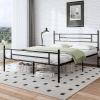 imageNovilla Full Size Bed Frame with Headboard and Footboard 14 Inch Metal Platform Bed Frame Under Bed Storage Strong Metal Slats Support Mattress Foundation No Box Spring NeededDark Black