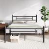 imageNovilla Full Size Bed Frame with Headboard and Footboard 14 Inch Metal Platform Bed Frame Under Bed Storage Strong Metal Slats Support Mattress Foundation No Box Spring NeededDark Black