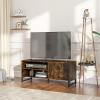 imageNovilla Media Console TV Stand for TVs up to 50quot Flat Screen Living Room Storage Cabinet Doors and Shelves Entertainment Center 43 Inches BrownBrown