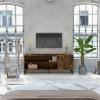 imageNovilla Media Console TV Stand for TVs up to 50quot Flat Screen Living Room Storage Cabinet Doors and Shelves Entertainment Center 43 Inches BrownBrown