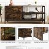 imageNovilla Media Console TV Stand for TVs up to 50quot Flat Screen Living Room Storage Cabinet Doors and Shelves Entertainment Center 43 Inches BrownBrown