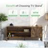 imageNovilla Media Console TV Stand for TVs up to 50quot Flat Screen Living Room Storage Cabinet Doors and Shelves Entertainment Center 43 Inches BrownBrown