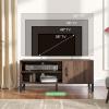 imageNovilla Media Console TV Stand for TVs up to 50quot Flat Screen Living Room Storage Cabinet Doors and Shelves Entertainment Center 43 Inches BrownWalnut
