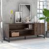 imageNovilla Media Console TV Stand for TVs up to 50quot Flat Screen Living Room Storage Cabinet Doors and Shelves Entertainment Center 43 Inches BrownWalnut