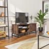 imageNovilla Media Console TV Stand for TVs up to 50quot Flat Screen Living Room Storage Cabinet Doors and Shelves Entertainment Center 43 Inches BrownWalnut