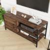 imageNovilla Media Console TV Stand for TVs up to 50quot Flat Screen Living Room Storage Cabinet Doors and Shelves Entertainment Center 43 Inches BrownWalnut