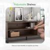 imageNovilla Media Console TV Stand for TVs up to 50quot Flat Screen Living Room Storage Cabinet Doors and Shelves Entertainment Center 43 Inches BrownWalnut
