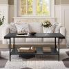 imageNovilla Modern Coffee Table with Storage Shelf Metal Frame for Living Room 43quot Wood Tabletop Tea Table Cocktail TableEasy Assembly WalnutBlack