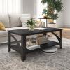 imageNovilla Modern Coffee Table with Storage Shelf Metal Frame for Living Room 43quot Wood Tabletop Tea Table Cocktail TableEasy Assembly WalnutBlack