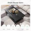 imageNovilla Modern Coffee Table with Storage Shelf Metal Frame for Living Room 43quot Wood Tabletop Tea Table Cocktail TableEasy Assembly WalnutBlack
