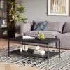 imageNovilla Modern Coffee Table with Storage Shelf Metal Frame for Living Room 43quot Wood Tabletop Tea Table Cocktail TableEasy Assembly WalnutBlack
