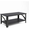 imageNovilla Modern Coffee Table with Storage Shelf Metal Frame for Living Room 43quot Wood Tabletop Tea Table Cocktail TableEasy Assembly WalnutBlack