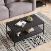 imageNovilla Modern Coffee Table with Storage Shelf Metal Frame for Living Room 43quot Wood Tabletop Tea Table Cocktail TableEasy Assembly WalnutBlack