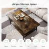 imageNovilla Modern Coffee Table with Storage Shelf Metal Frame for Living Room 43quot Wood Tabletop Tea Table Cocktail TableEasy Assembly WalnutBrown