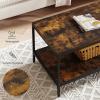 imageNovilla Modern Coffee Table with Storage Shelf Metal Frame for Living Room 43quot Wood Tabletop Tea Table Cocktail TableEasy Assembly WalnutBrown