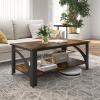 imageNovilla Modern Coffee Table with Storage Shelf Metal Frame for Living Room 43quot Wood Tabletop Tea Table Cocktail TableEasy Assembly WalnutBrown