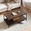imageNovilla Modern Coffee Table with Storage Shelf Metal Frame for Living Room 43quot Wood Tabletop Tea Table Cocktail TableEasy Assembly WalnutWalnut