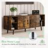imageNovilla Modern Industrial TV Stand for 58 Inches TV Classic Entertainment Center with Two Adjustable Shelves Home Farmhouse TV Media Console Table for Living Room Bedroom Brown