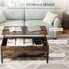 imageNovilla Modern Lift Top Coffee Table with Storage for Living Room Wodden Lift Tabletop Dining Table with Hidden Compartment and Metal Frame 40 Inch Rustic BrownBrown