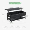 imageNovilla Modern Lift Top Coffee Table with Storage for Living Room Wodden Lift Tabletop Dining Table with Hidden Compartment and Metal Frame 40 Inch Rustic BrownBlack