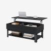 imageNovilla Modern Lift Top Coffee Table with Storage for Living Room Wodden Lift Tabletop Dining Table with Hidden Compartment and Metal Frame 40 Inch Rustic BrownBlack