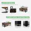 imageNovilla Modern Lift Top Coffee Table with Storage for Living Room Wodden Lift Tabletop Dining Table with Hidden Compartment and Metal Frame 40 Inch Rustic BrownWalnut