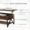 imageNovilla Modern Lift Top Coffee Table with Storage for Living Room Wodden Lift Tabletop Dining Table with Hidden Compartment and Metal Frame 40 Inch Rustic BrownBrown