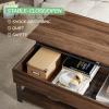 imageNovilla Modern Lift Top Coffee Table with Storage for Living Room Wodden Lift Tabletop Dining Table with Hidden Compartment and Metal Frame 40 Inch Rustic BrownWalnut