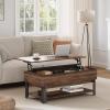 imageNovilla Modern Lift Top Coffee Table with Storage for Living Room Wodden Lift Tabletop Dining Table with Hidden Compartment and Metal Frame 40 Inch Rustic BrownWalnut