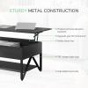 imageNovilla Modern Lift Top Coffee Table with Storage for Living Room Wodden Lift Tabletop Dining Table with Hidden Compartment and Metal Frame 40 Inch Rustic BrownBlack