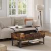imageNovilla Modern Lift Top Coffee Table with Storage for Living Room Wodden Lift Tabletop Dining Table with Hidden Compartment and Metal Frame 40 Inch Rustic BrownBrown