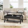 imageNovilla Modern Lift Top Coffee Table with Storage for Living Room Wodden Lift Tabletop Dining Table with Hidden Compartment and Metal Frame 40 Inch Rustic BrownBlack