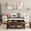 imageNovilla Modern Lift Top Coffee Table with Storage for Living Room Wodden Lift Tabletop Dining Table with Hidden Compartment and Metal Frame 40 Inch Rustic BrownBrown