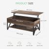 imageNovilla Modern Lift Top Coffee Table with Storage for Living Room Wodden Lift Tabletop Dining Table with Hidden Compartment and Metal Frame 40 Inch Rustic BrownWalnut