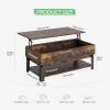 imageNovilla Modern Lift Top Coffee Table with Storage for Living Room Wodden Lift Tabletop Dining Table with Hidden Compartment and Metal Frame 40 Inch Rustic BrownBrown