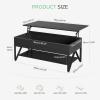 imageNovilla Modern Lift Top Coffee Table with Storage for Living Room Wodden Lift Tabletop Dining Table with Hidden Compartment and Metal Frame 40 Inch Rustic BrownBlack