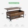 imageNovilla Modern Lift Top Coffee Table with Storage for Living Room Wodden Lift Tabletop Dining Table with Hidden Compartment and Metal Frame 40 Inch Rustic BrownWalnut