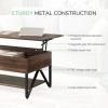 imageNovilla Modern Lift Top Coffee Table with Storage for Living Room Wodden Lift Tabletop Dining Table with Hidden Compartment and Metal Frame 40 Inch Rustic BrownWalnut