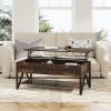 imageNovilla Modern Lift Top Coffee Table with Storage for Living Room Wodden Lift Tabletop Dining Table with Hidden Compartment and Metal Frame 40 Inch Rustic BrownBrown