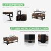 imageNovilla Modern Lift Top Coffee Table with Storage for Living Room Wodden Lift Tabletop Dining Table with Hidden Compartment and Metal Frame 40 Inch Rustic BrownBrown